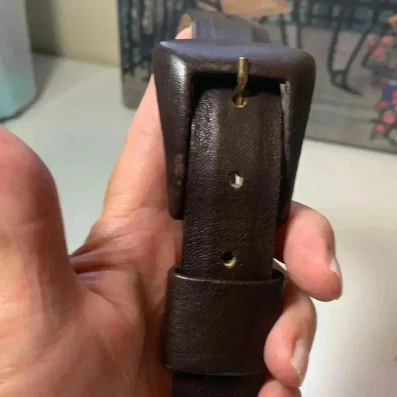 Renaissance brown leather belt with leather buckle  Size XS - Picture 3 of 13